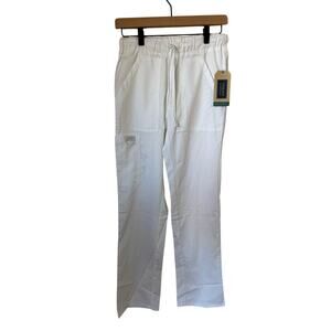 NWT Cherokee WW020 Monica Scrub Pants White XS Unisex Stretch